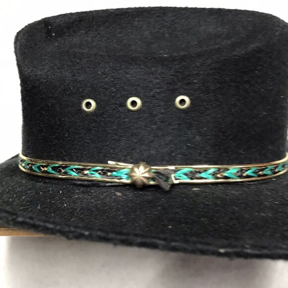 WESTERN EXPRESS Felt Stetson Hat Men 7 Cowboy Westworld Man in Black Gold Trim - Picture 6 of 14